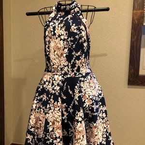 B. Darlin Navy Flowered Dress. Sz 13/14.